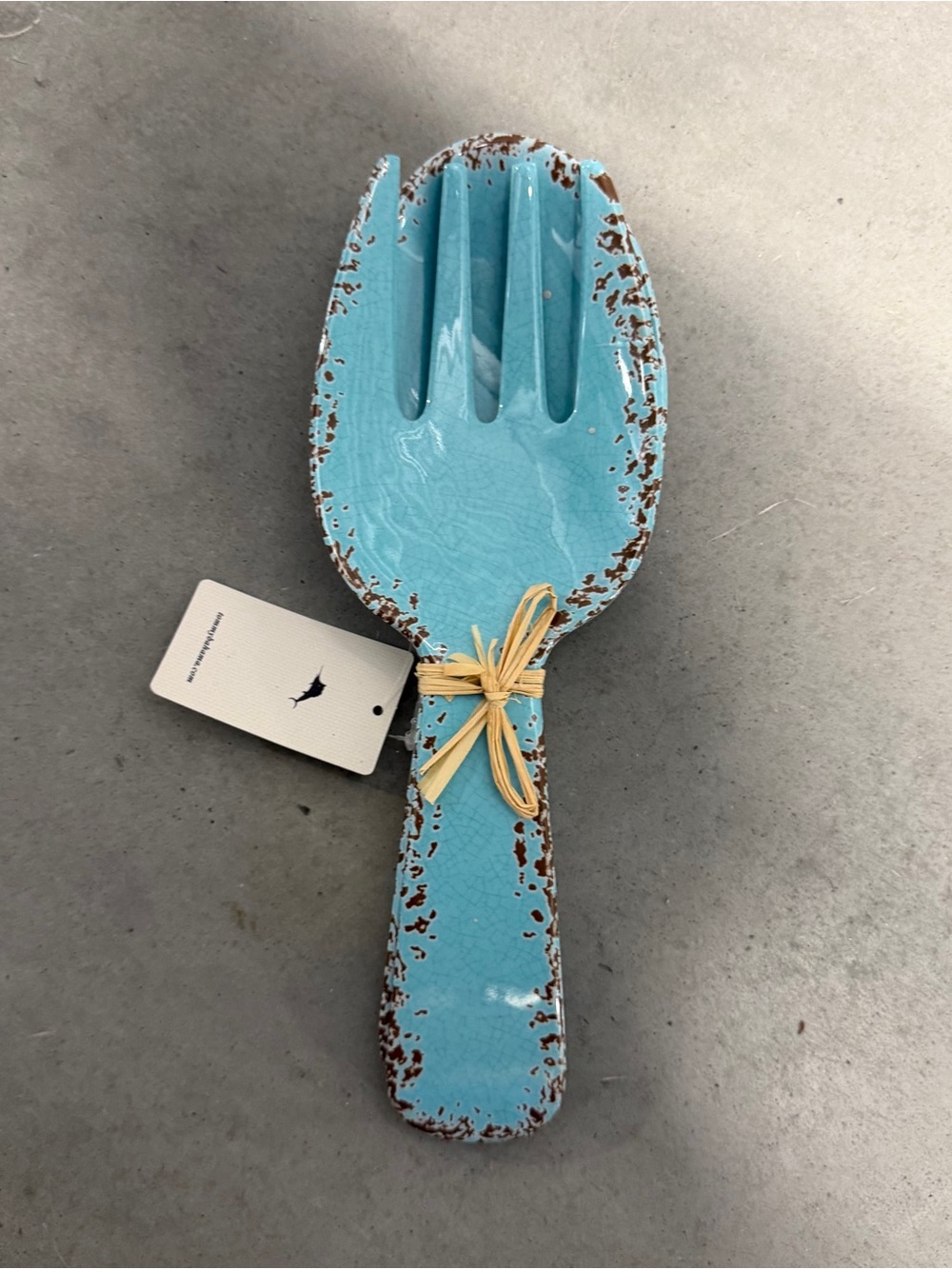 Tommy Bahama Turquoise Melamine Salad Serving Spoon Fork Set Coastal NWT